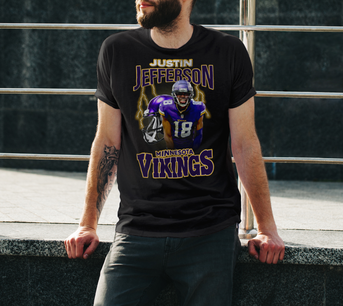 Justin Jefferson T Shirt, Justin Jefferson Vintage Shirt, Justin Jefferson  Bootleg Shirt, Minnesota Football Shirt, 90er